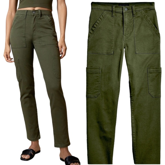 Banana Republic Denim - Banana Republic High Rise Slim Cargo Jean Waimea Olive Size 33 / 16 New w/ Tags!